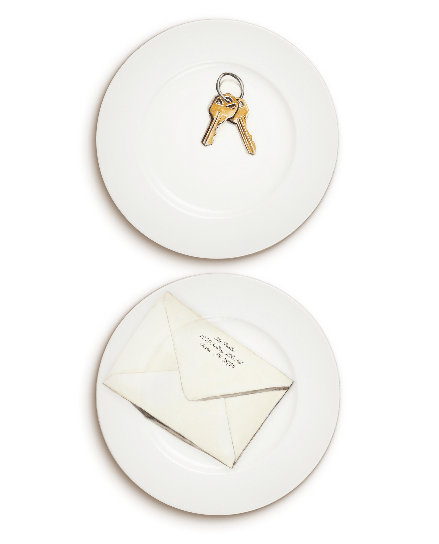 Housewarming | Personalized Hand Painted Porcelain Dessert Plates (Set of 2) - Motte Studio