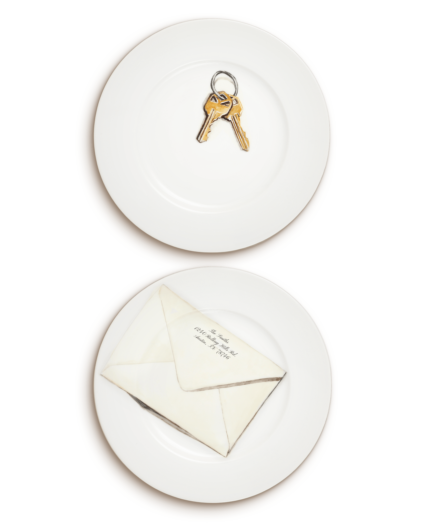 Housewarming | Personalized Hand Painted Porcelain Dessert Plates (Set of 2) - Motte Studio