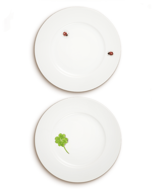 Lucky Charm | Hand Painted Porcelain Dessert Plates (Set of 2) - Motte Studio