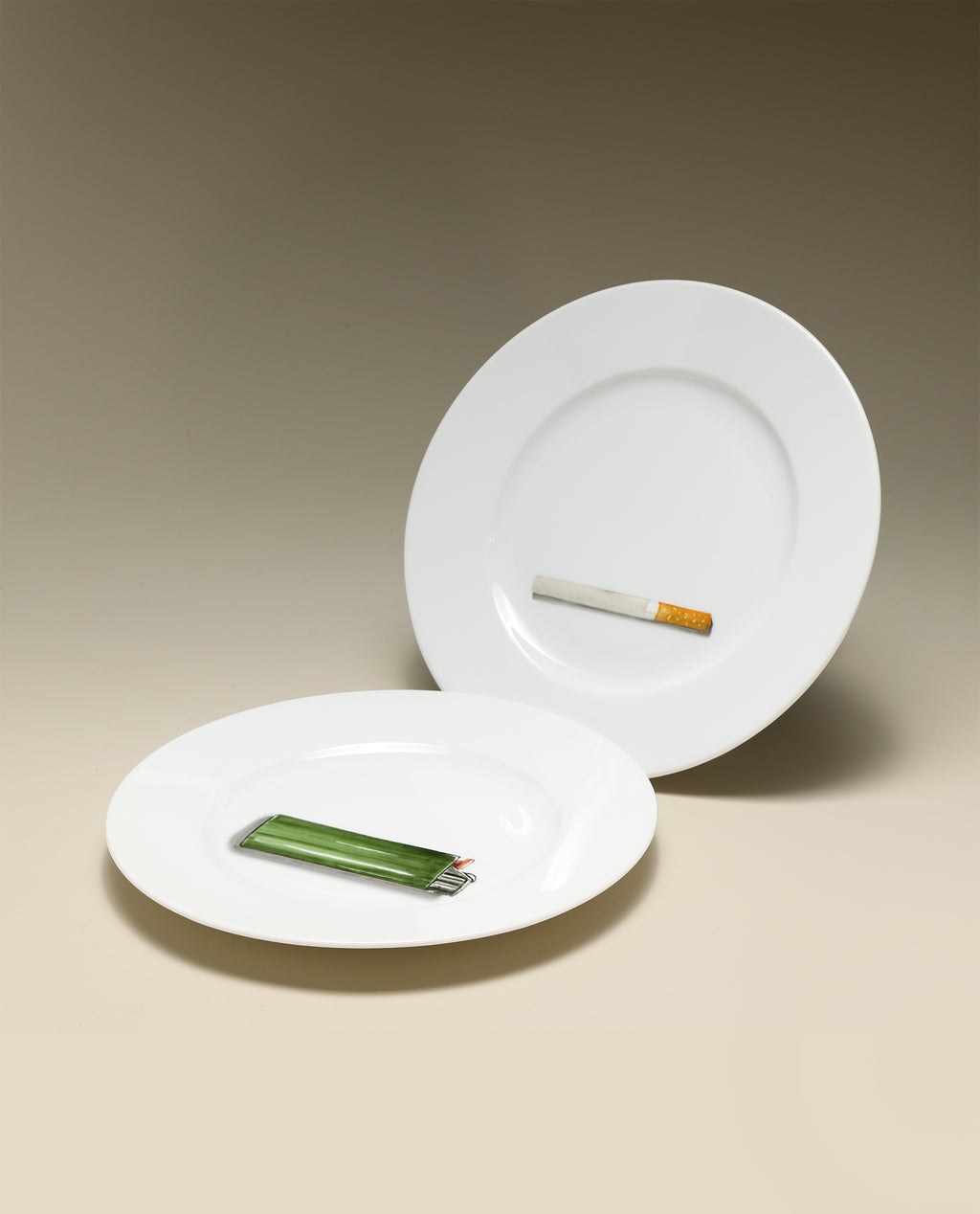 Smoke Break Hand Painted Porcelain Plate Set - Motte Studio