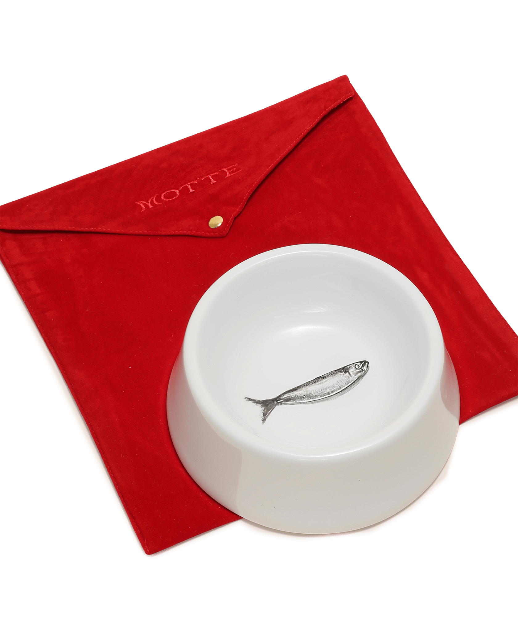 Sardine Hand Painted Porcelain Cat Bowl - Motte Studio