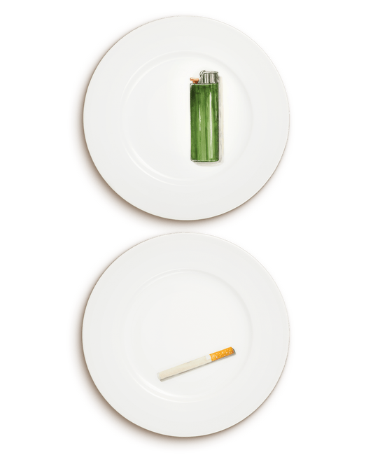 Smoke Break | Hand Painted Porcelain Dessert Plates (Set of 2) - Motte Studio