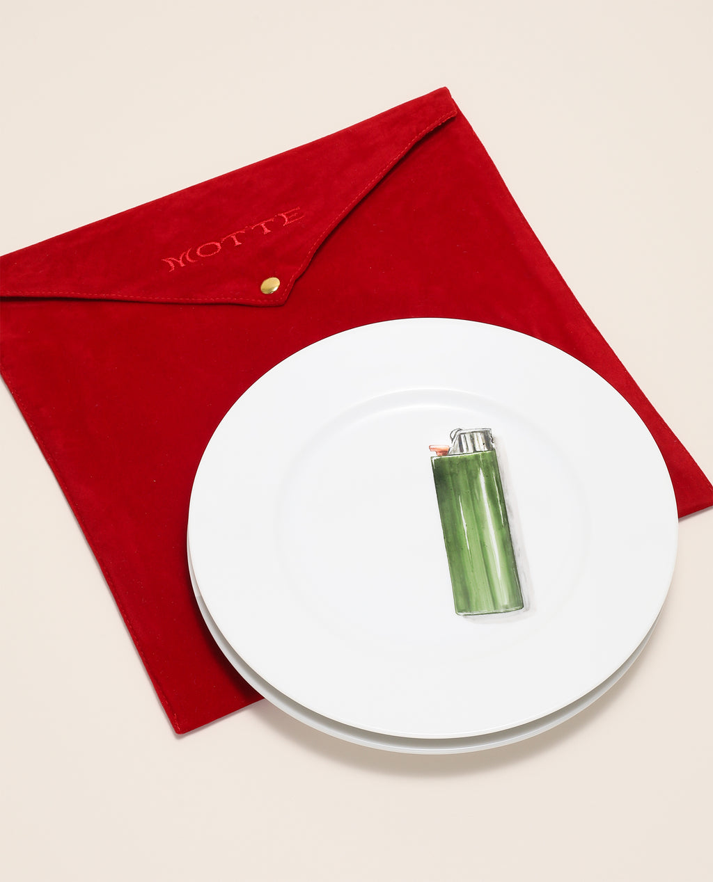 Smoke Break Hand Painted Porcelain Plate Set - Motte Studio