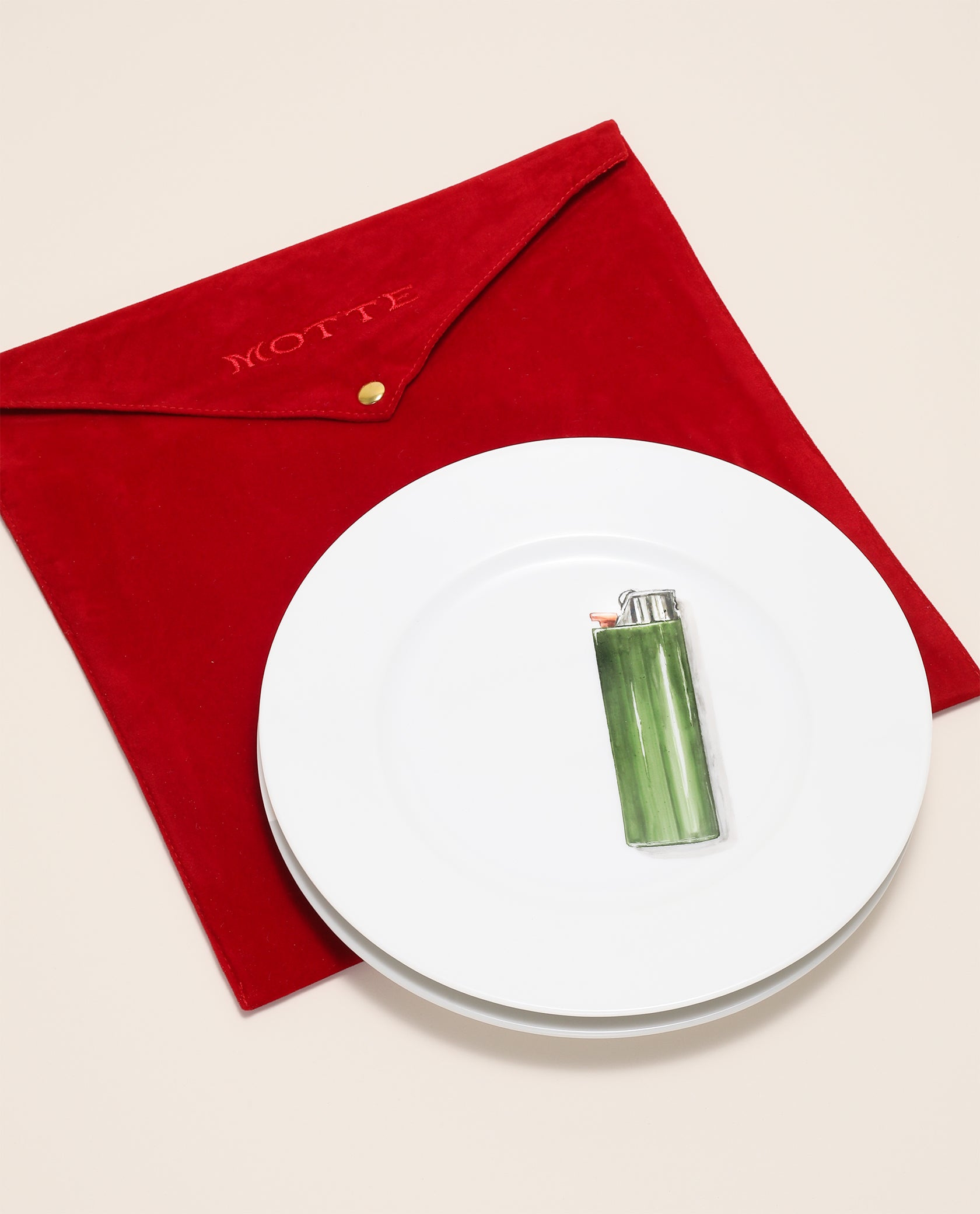 Smoke Break Hand Painted Porcelain Plate Set - Motte Studio