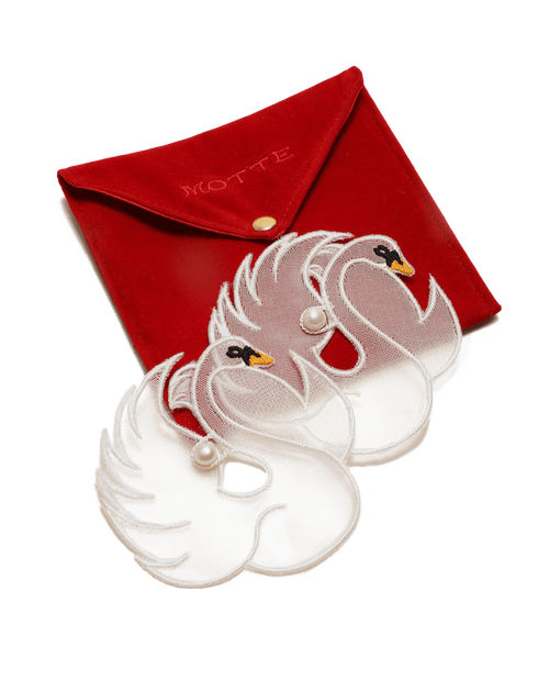 Embroidered Silk Swan Wine Bib Set by Motte Studio